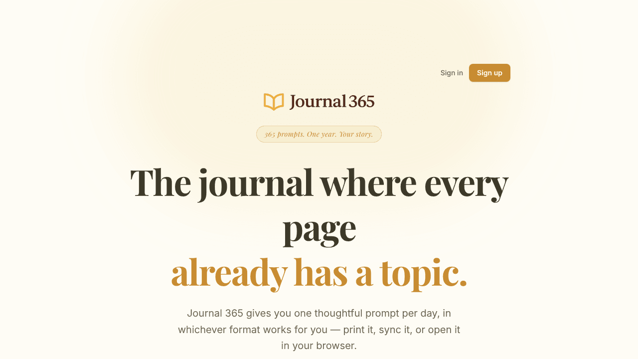 Prompted journal with one prompt per day
