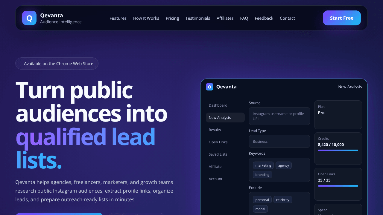 Qevanta Instagram Lead Discovery