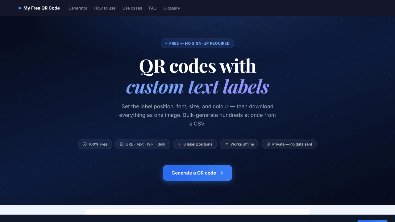 QR Code Generator Free, Custom Text