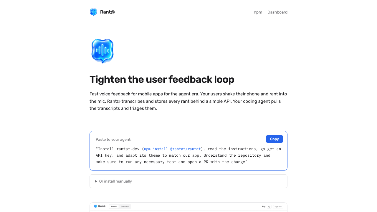 Rant@ — Tighten the user feedback loop