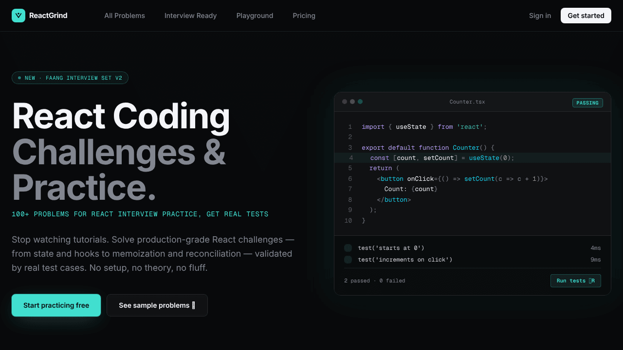 ReactGrind — React Coding Challenges