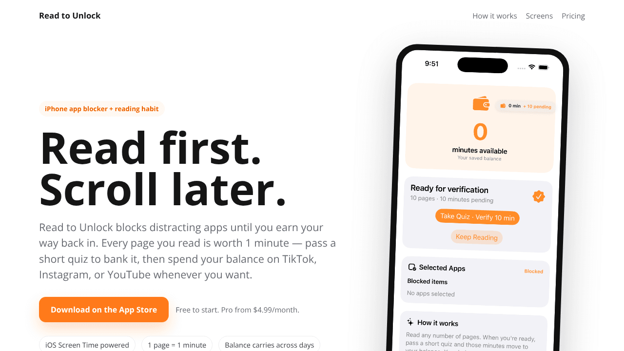 ReadtoUnlock — Read first. Scroll later