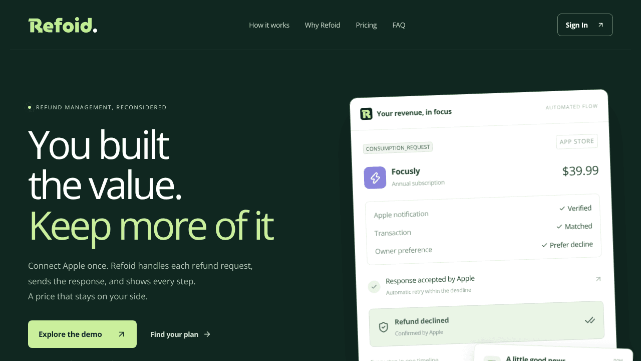 Refoid website screenshot