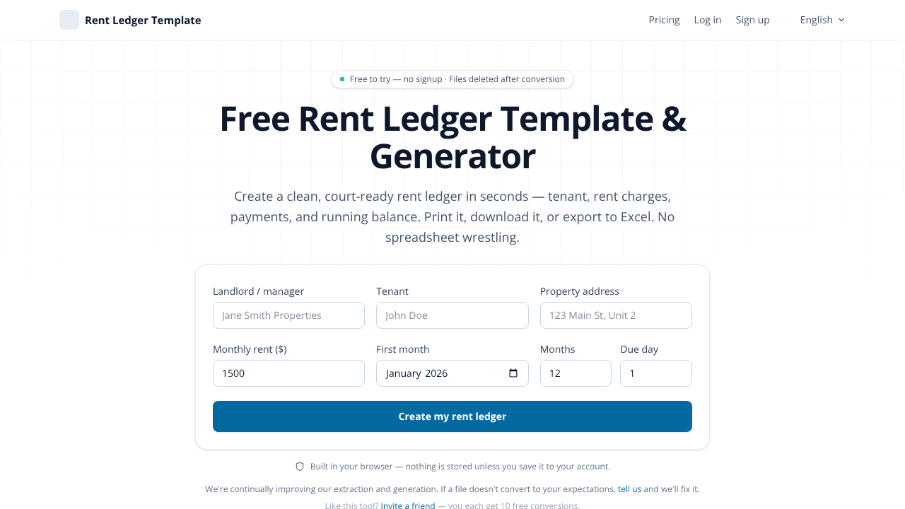 Rent Ledger Template