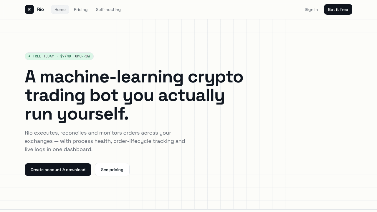 Rio — Download the ML crypto trading bot