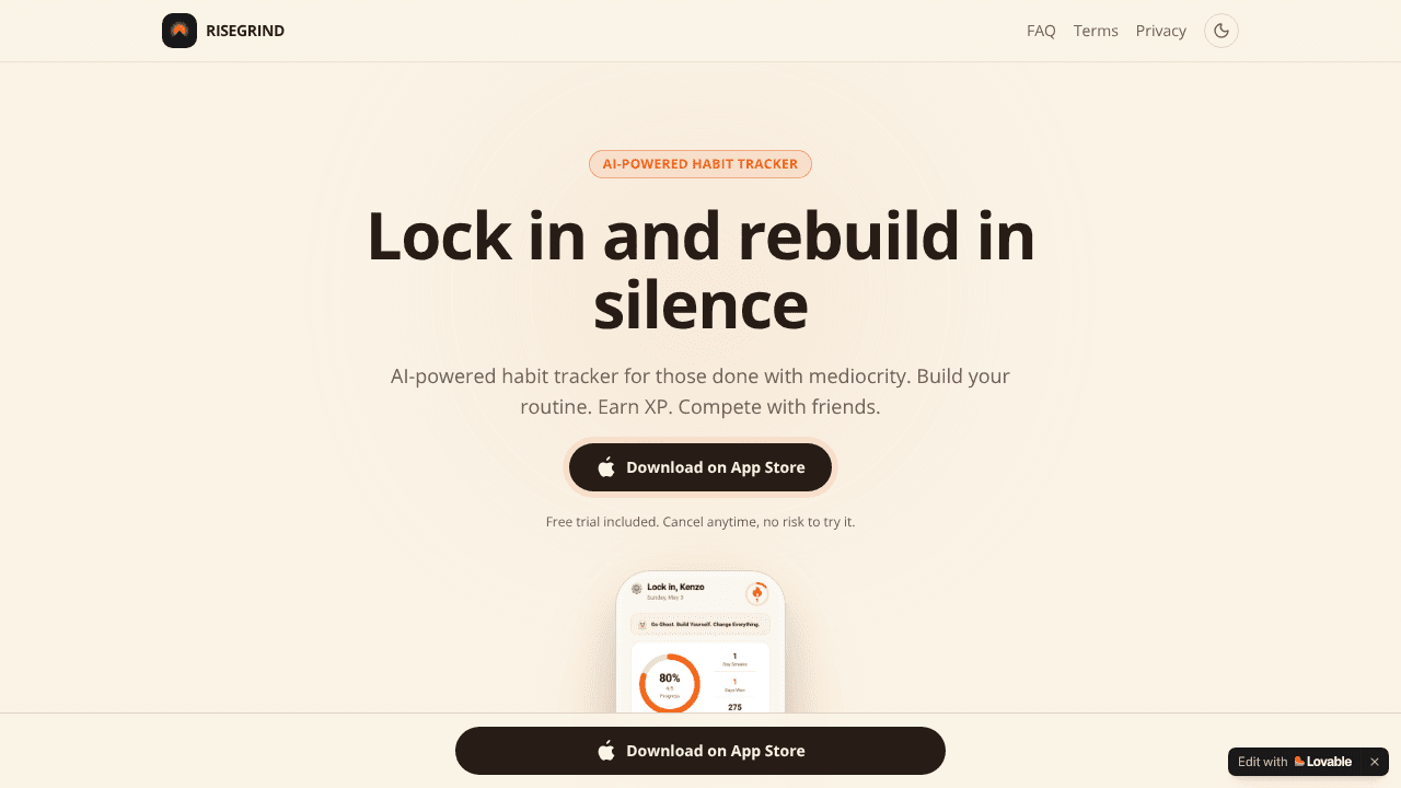 RiseGrind website screenshot