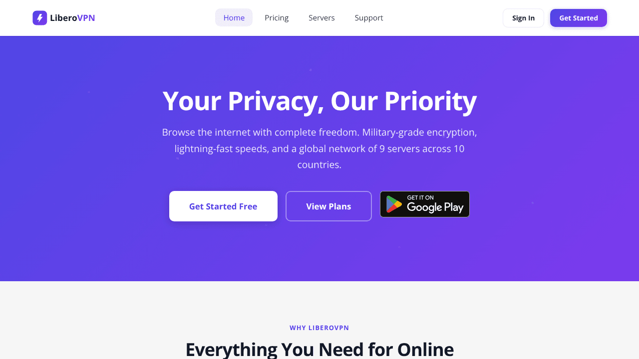 Secure & Fast VPN Service — LiberoVPN