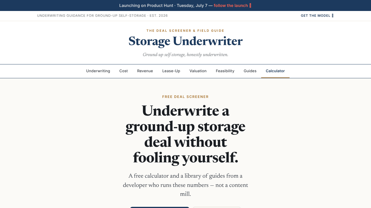 Self-Storage Development Underwriter