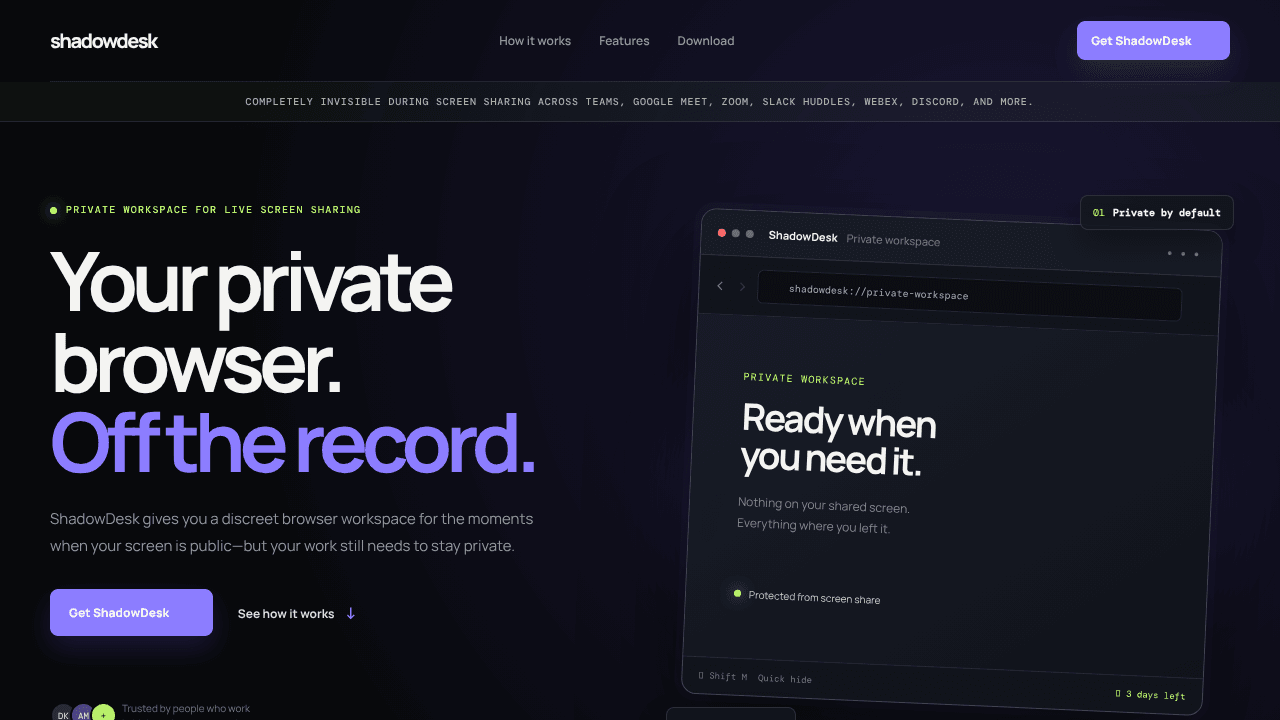 ShadowDesk — Your private browser