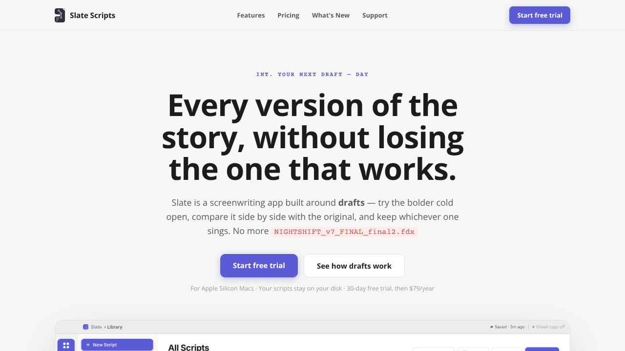 Slate Scripts — screenwriting Git style