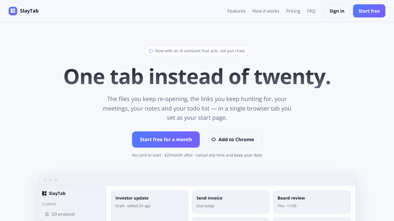 SlayTab - one tab instead of twenty