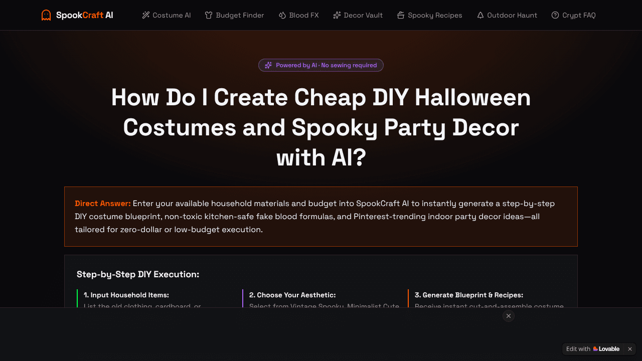 SpookCraft AI website screenshot