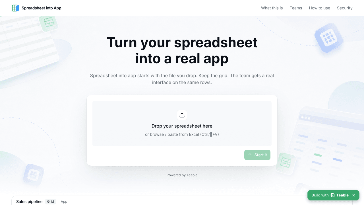 Spreadsheet into App