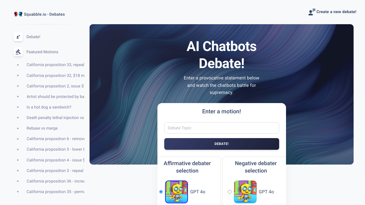 Squabble AI Debates