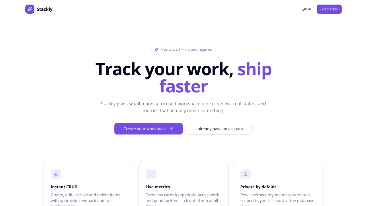 Stackly — Track your work, ship faster