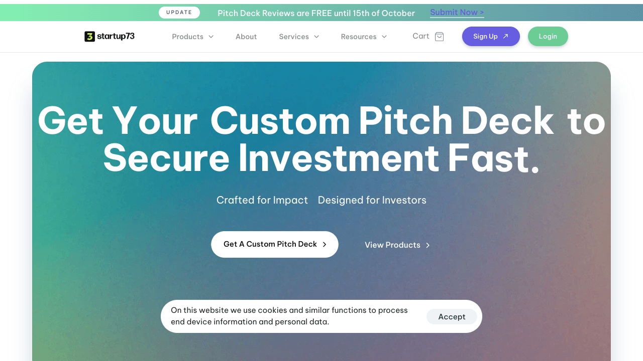 Startup73 Animated Pitch Deck Excellence