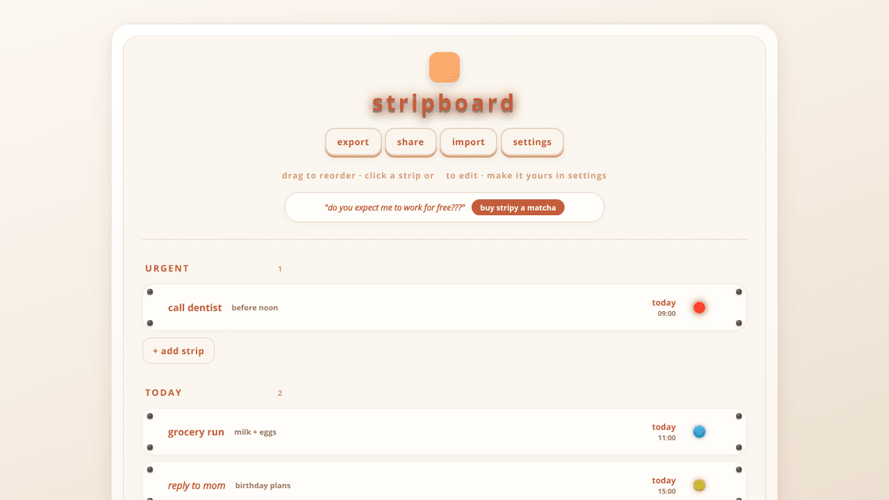 StripBoard website screenshot