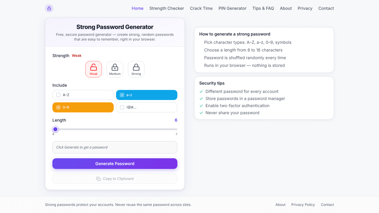 Strong Password Generator
