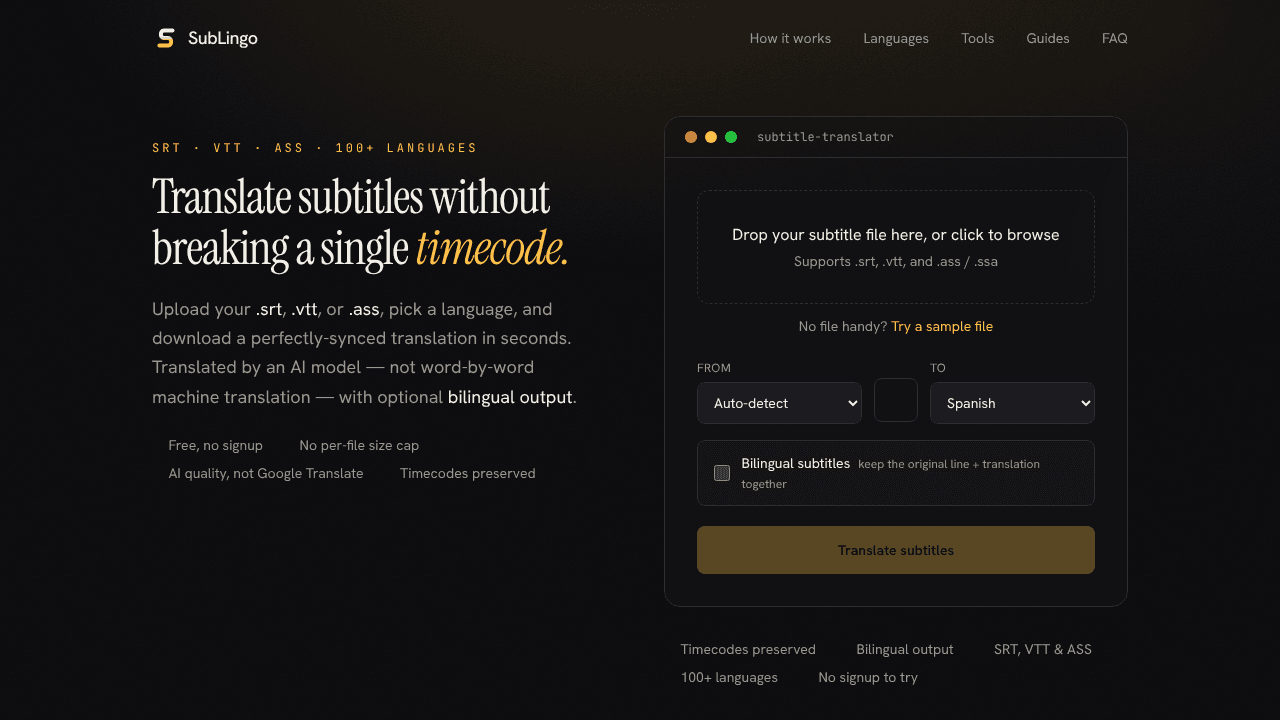 SubLingo — Online Subtitle Translator