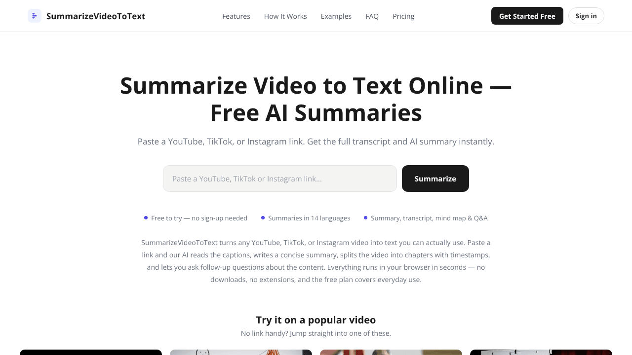 SummarizeVideoToText