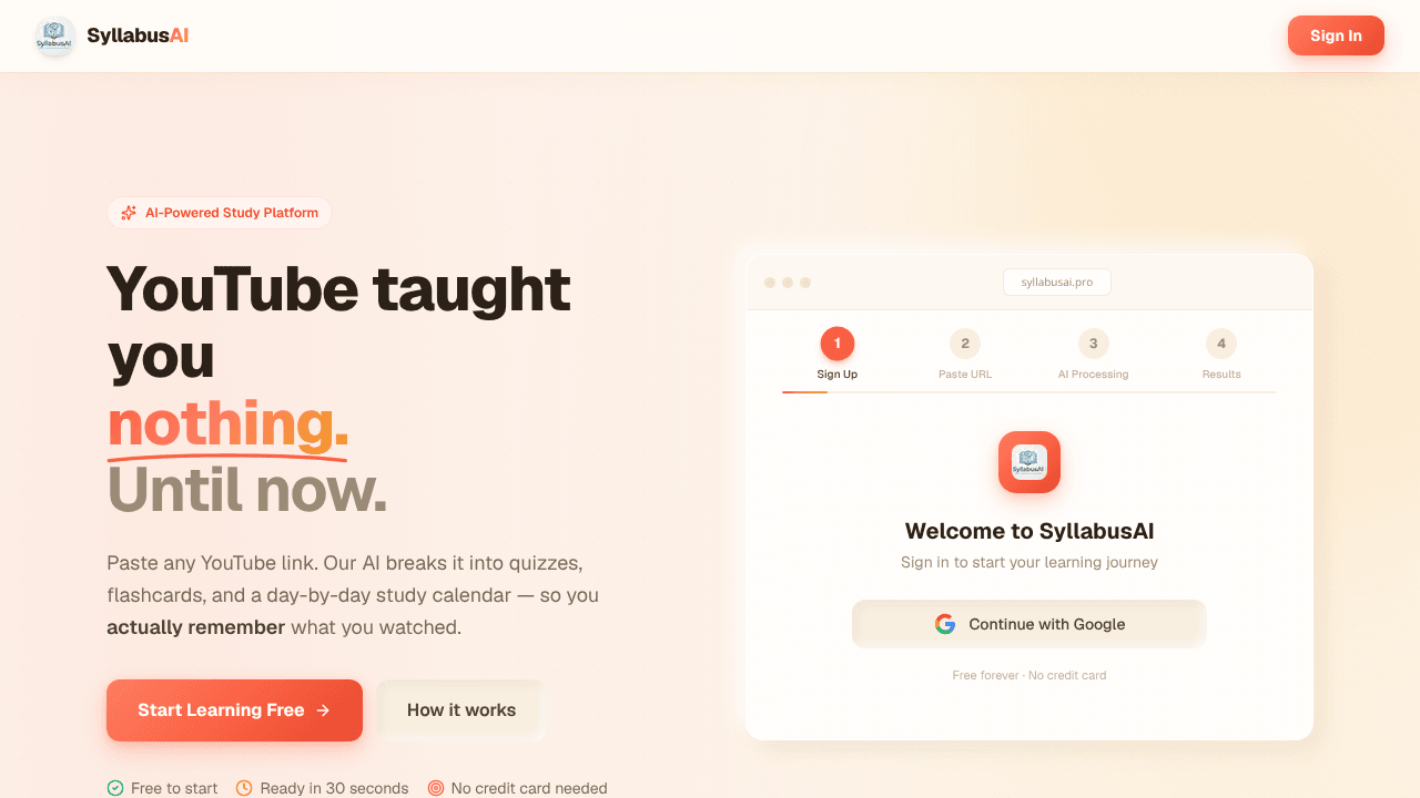 SyllabusAI YouTube to structure learning