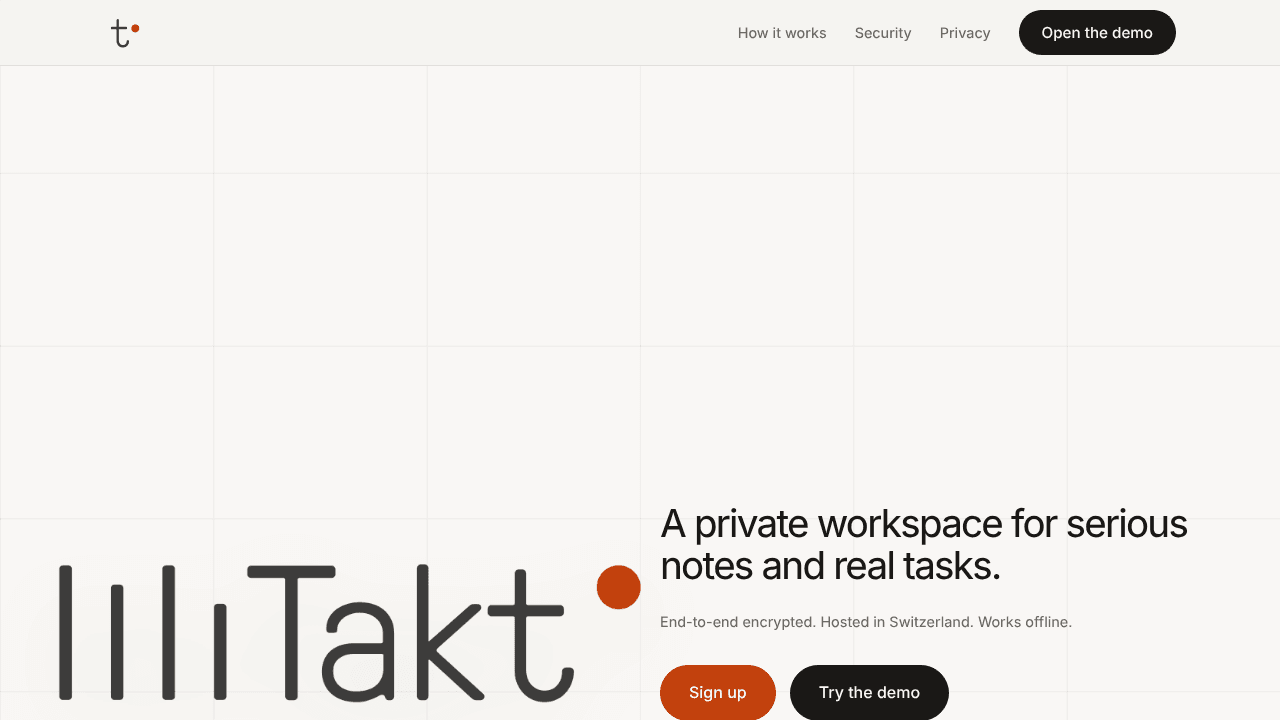 Takt — Private notes and tasks