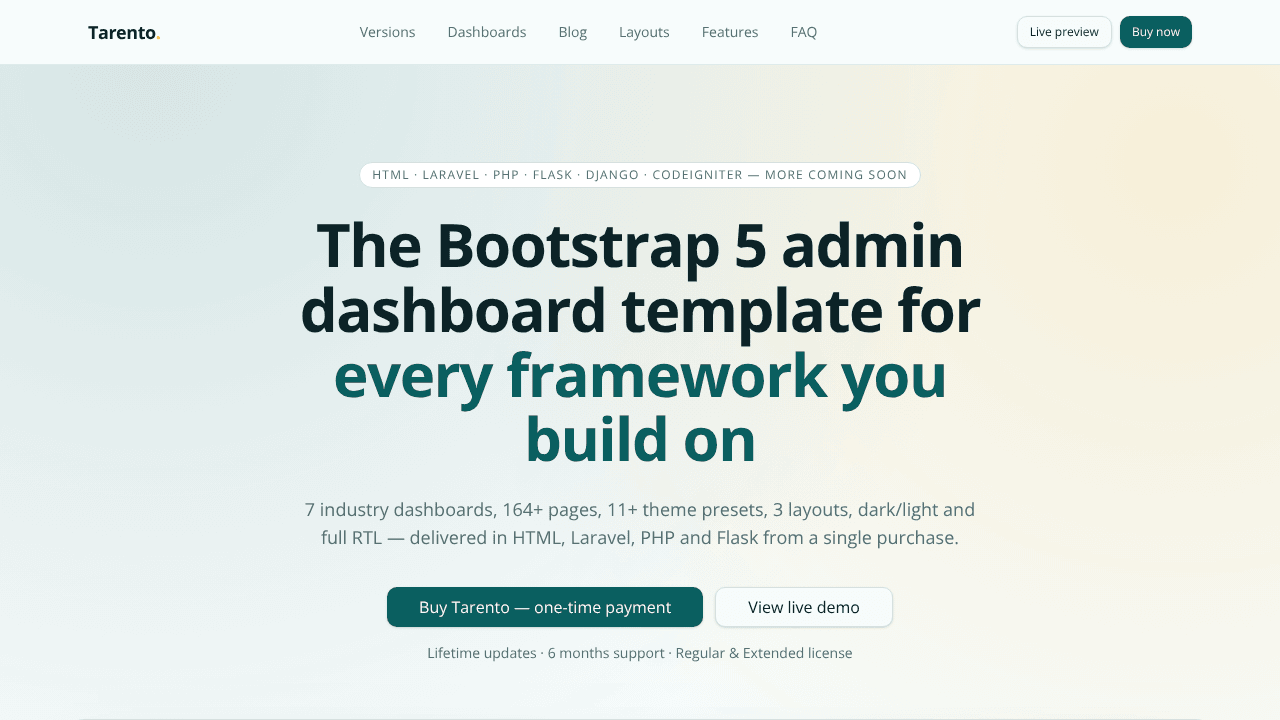 Tarento Bootstrap 5 Admin Dashboard
