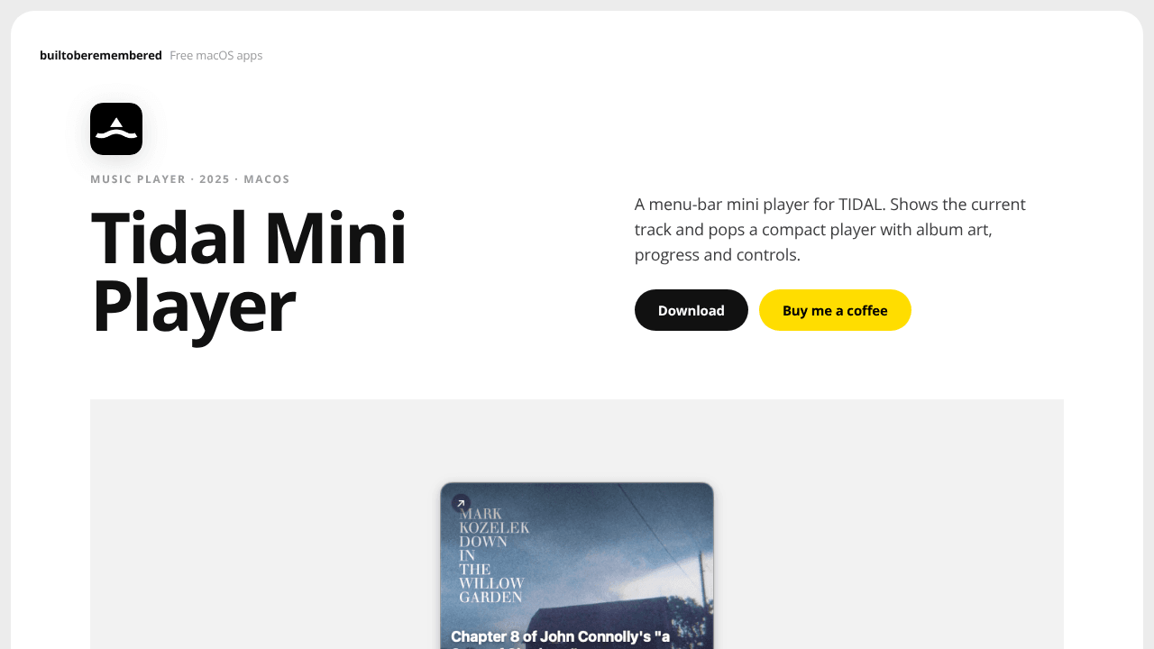 Tidal Mini Player — builtoberemembered