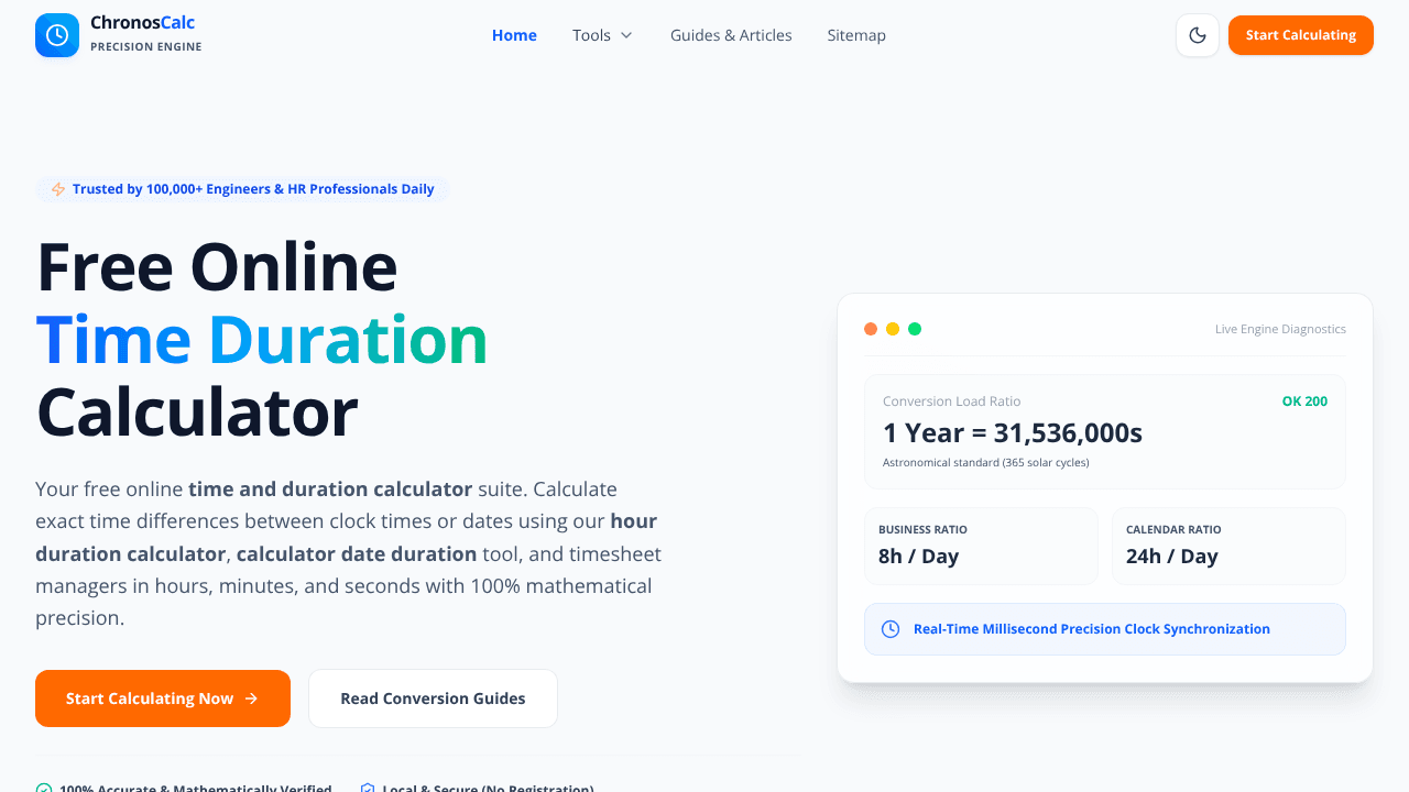 Time and Duration Tools website screenshot