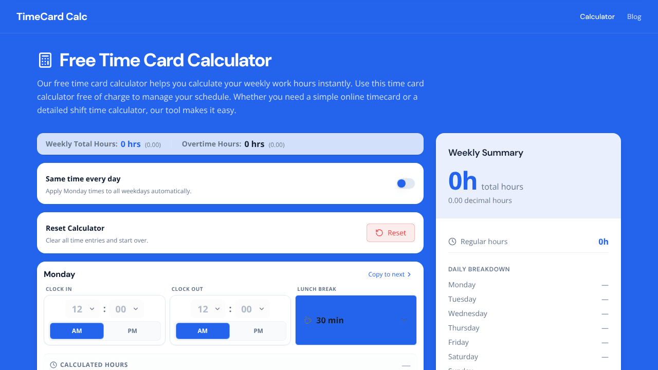 TimeCard Calc