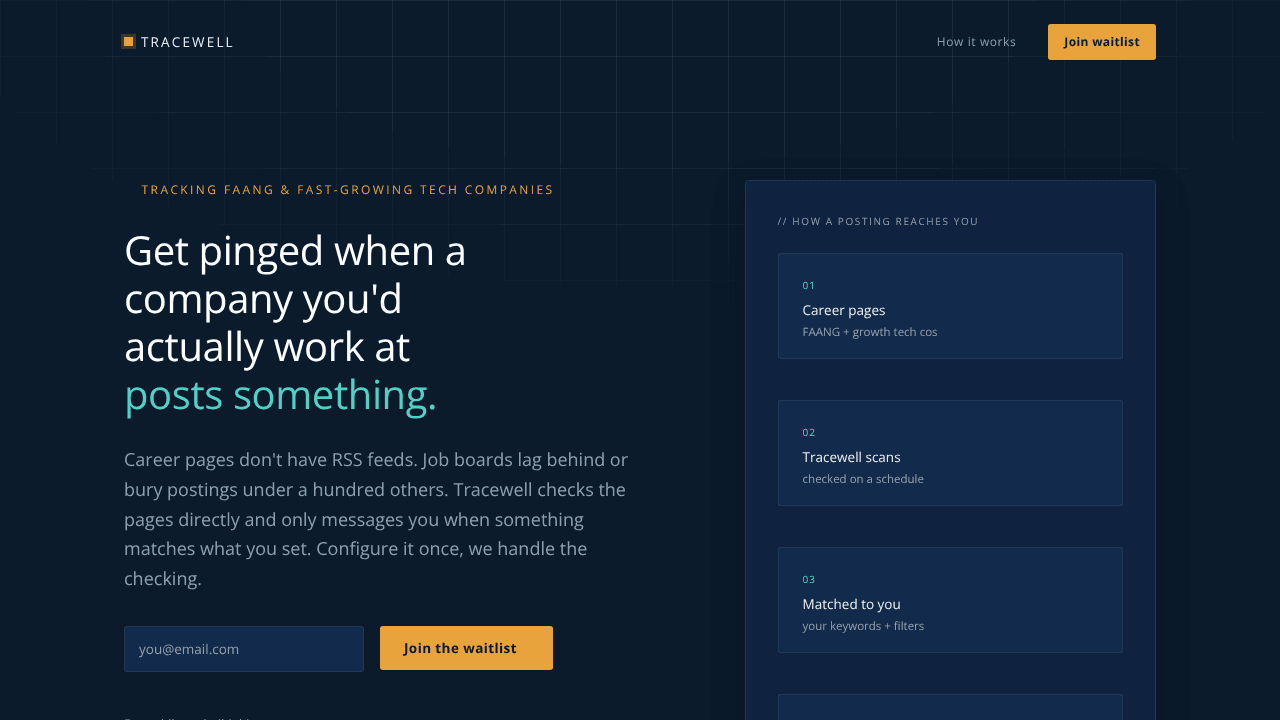 Tracewell — Job alerts for top tech cos