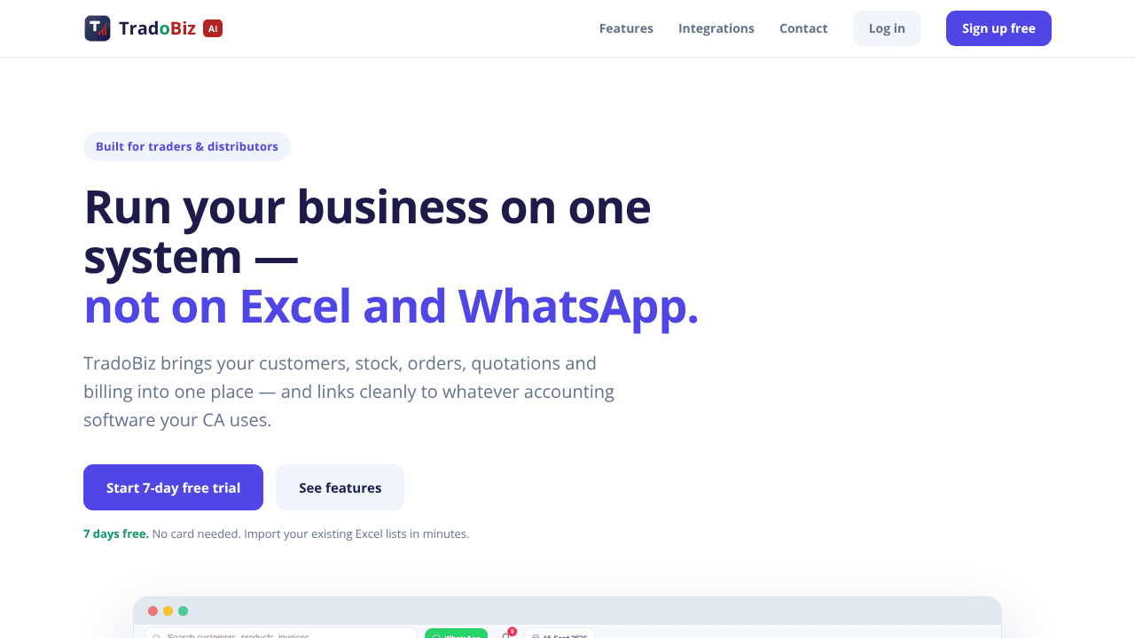TradoBiz website screenshot