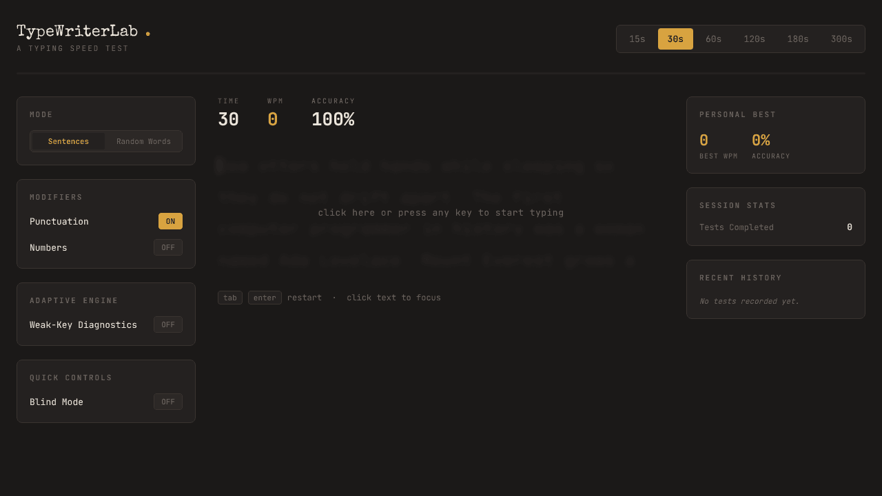 TypeWriterLab — Typing Test