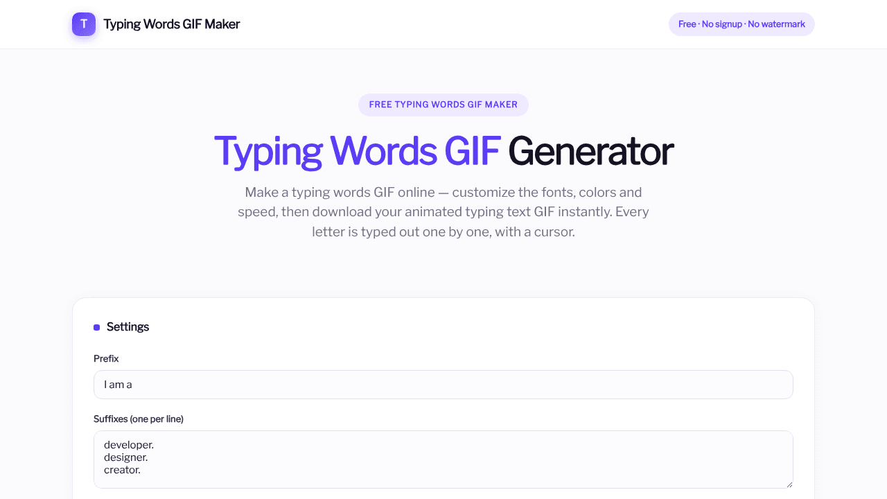 Typing Words GIF Generator