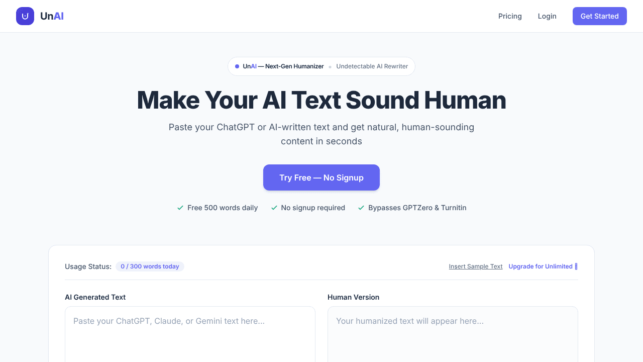 UnAI — AI Text Humanizer