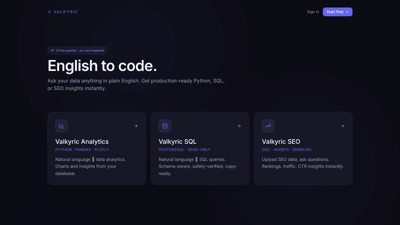 Valkyric — English to Code