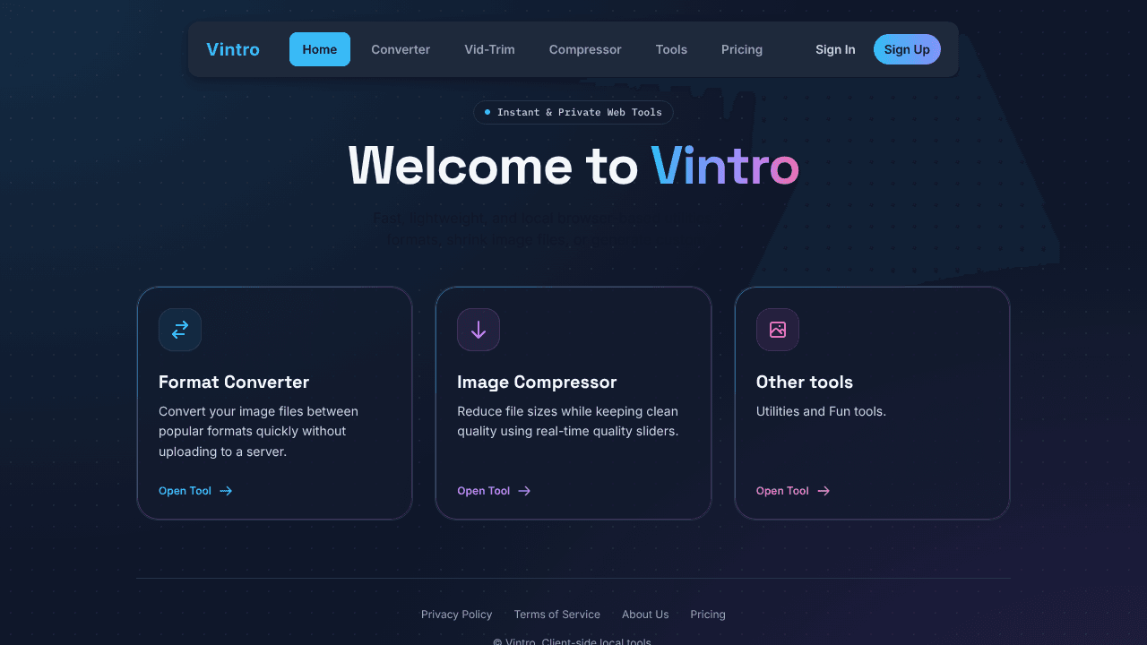 Vintro — Free Online Web Utilities