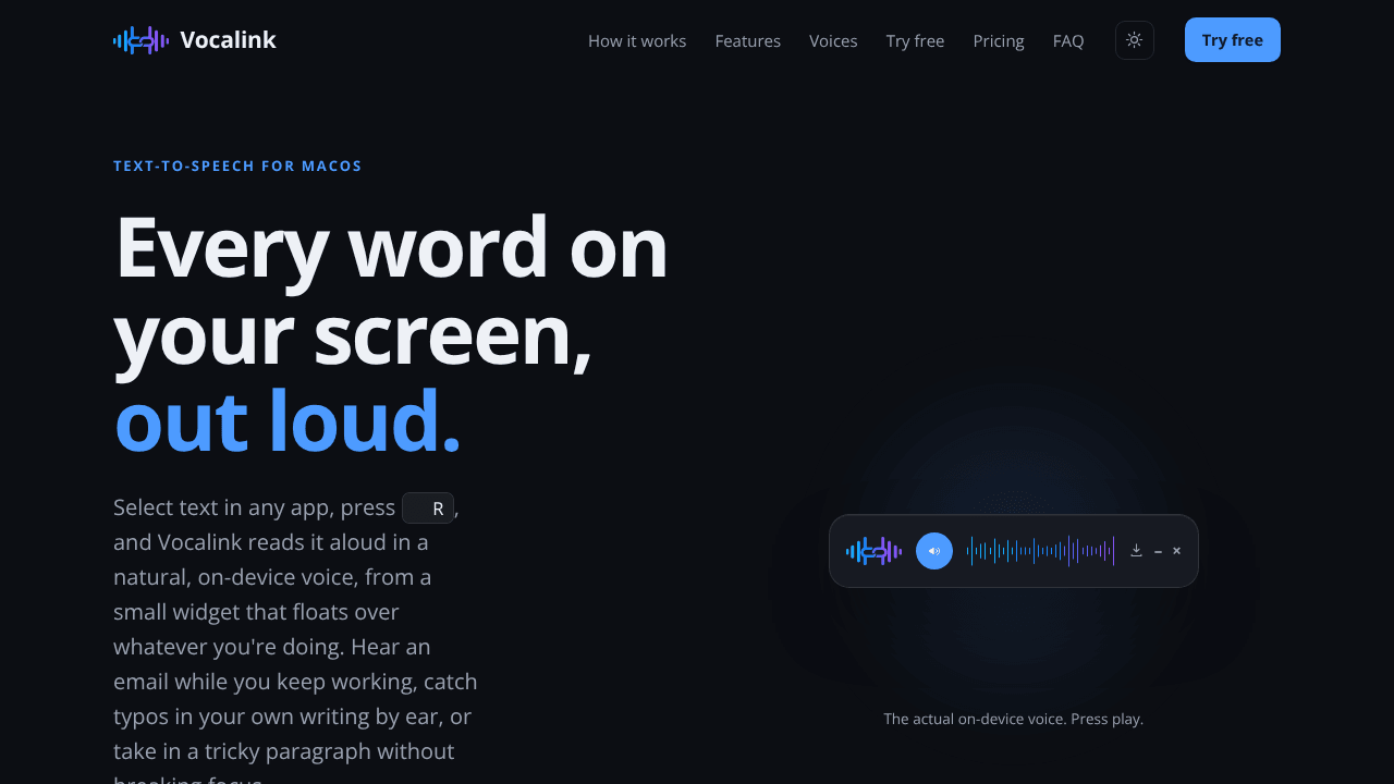 Vocalink — your Mac, reading to you