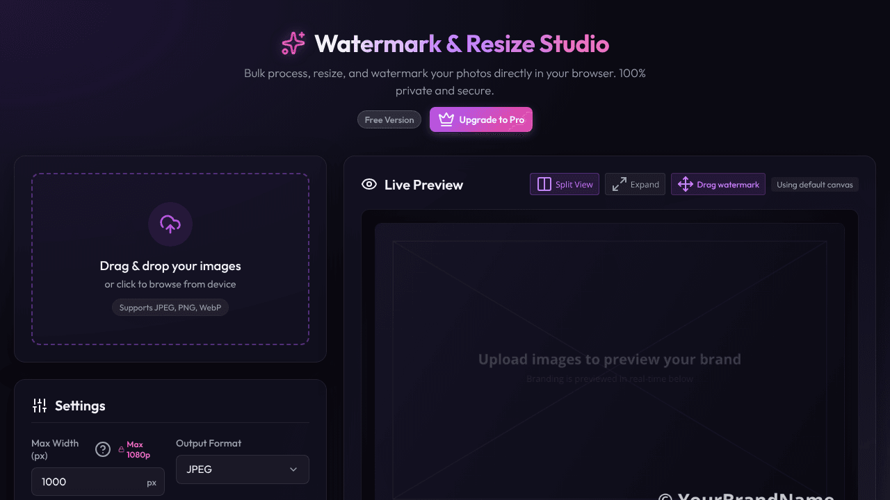 Watermark & Resize Studio