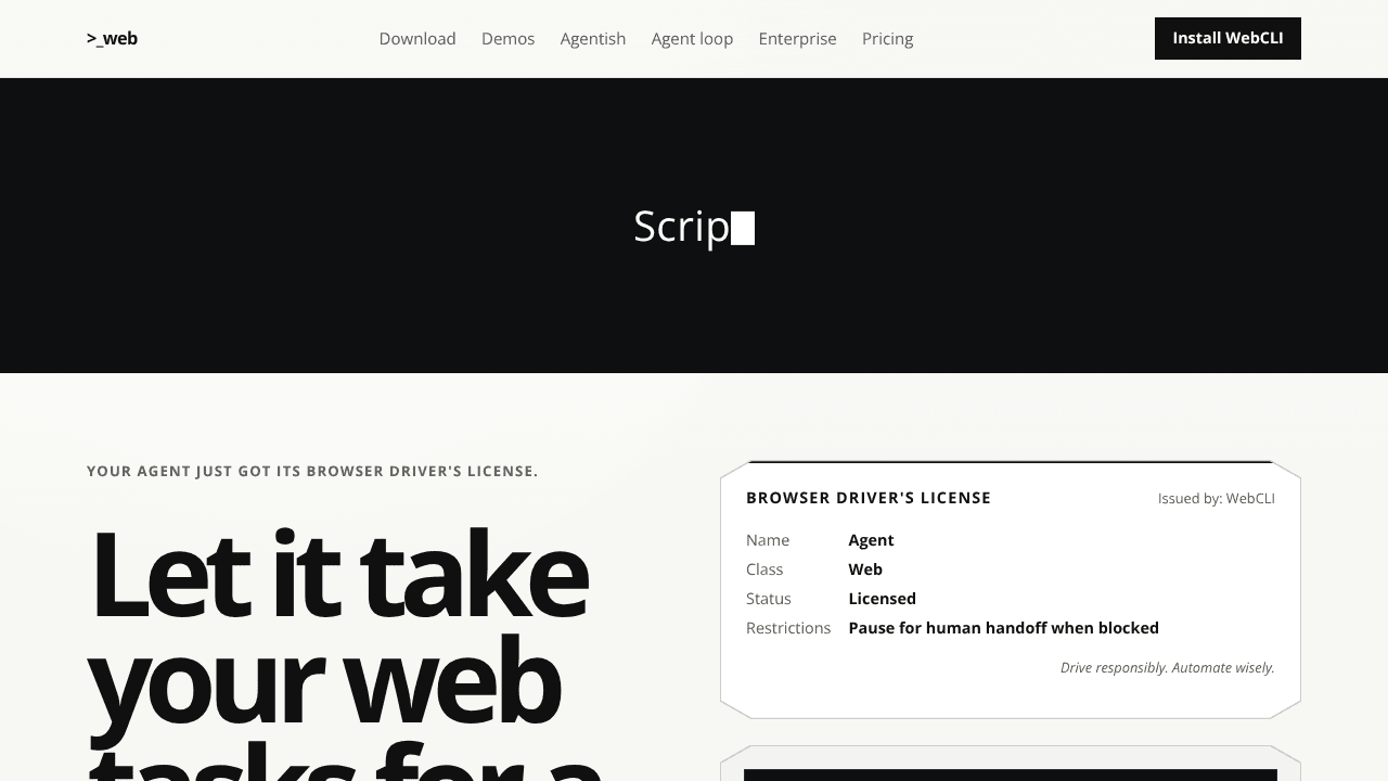 WebCLI - Agent Interface for the Web.