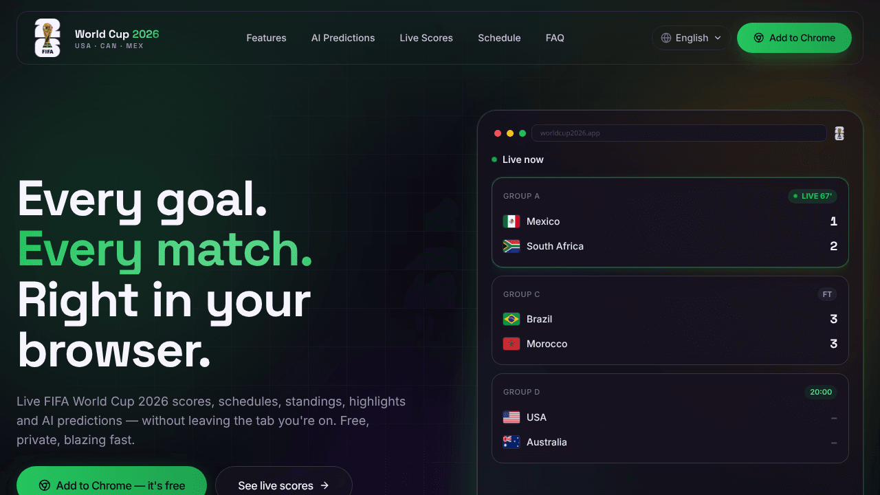 World Cup 2026 Chrome Extension