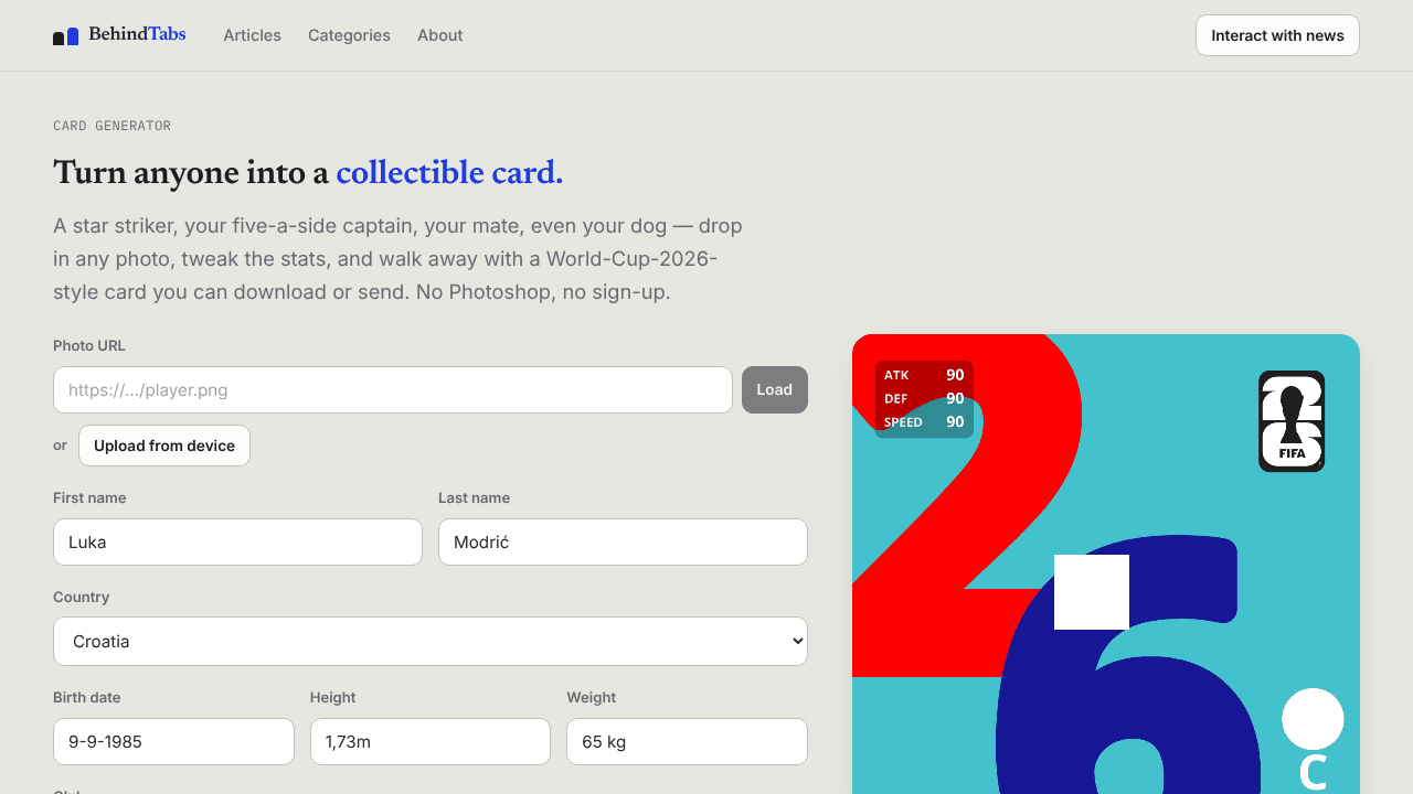 World Cup 2026 Friend Cards