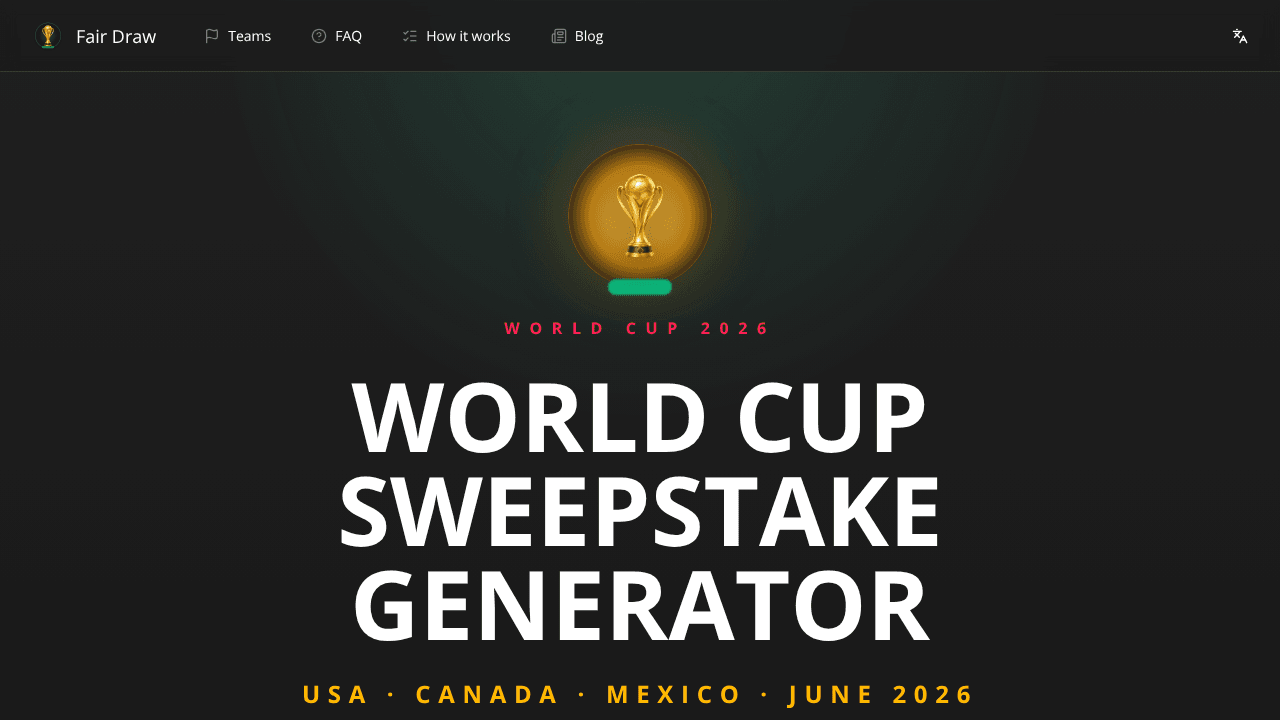 World Cup Sweepstake Generator 2026